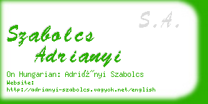 szabolcs adrianyi business card